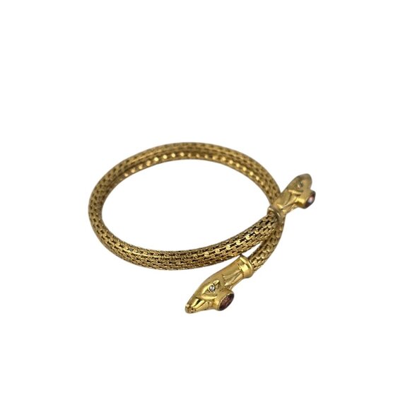 Sign Stella Dot Double Snake Head Serpant Bracelet Orange Topaz Gold-Tone - Picture 4 of 6